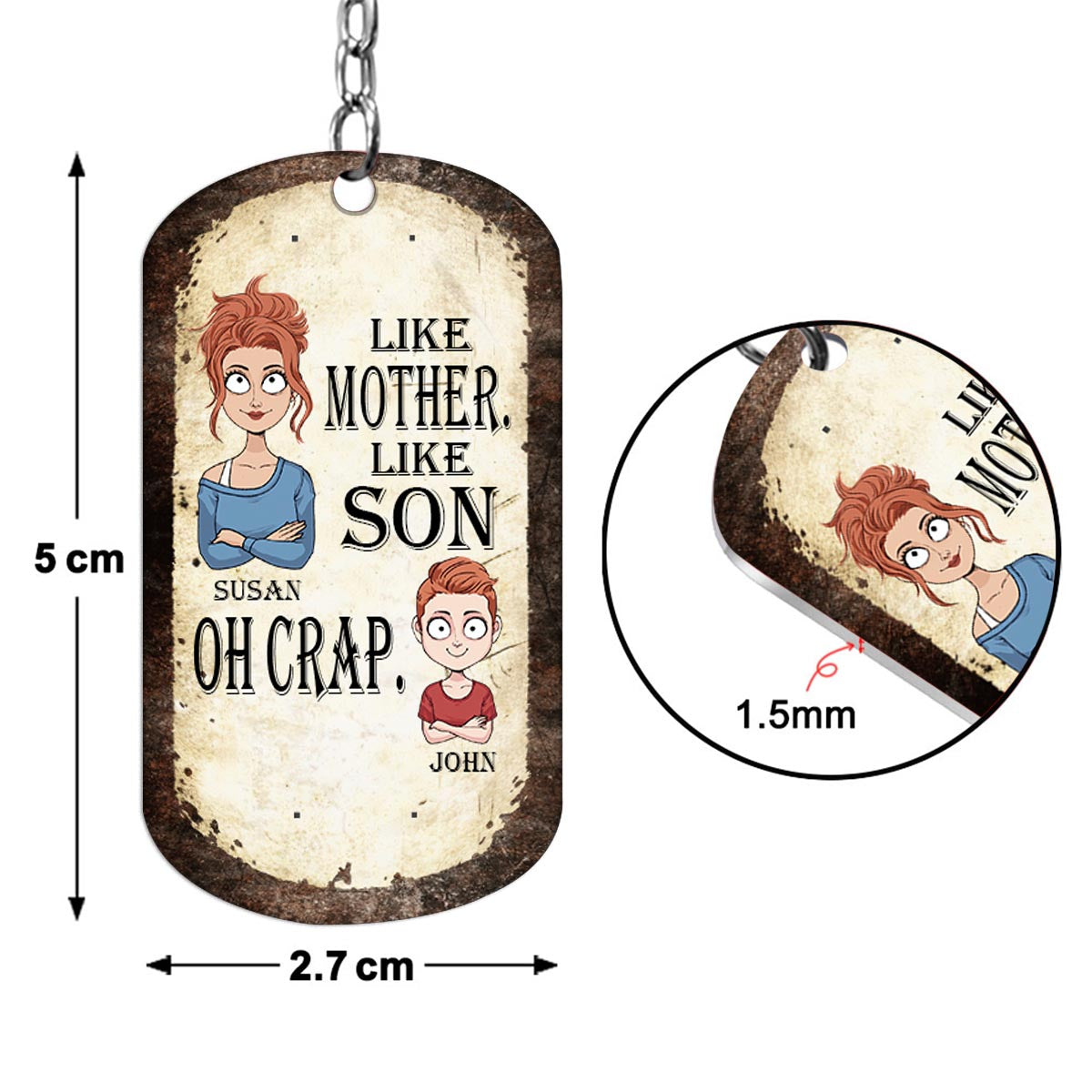 Like Father Like Daughter Like Son - Gift for dad, mom, son, daughter - Personalized Stainless Steel Keychain