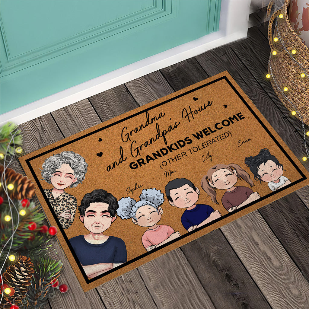 Grandkids Welcome - Gift for grandma, grandpa - Personalized Doormat