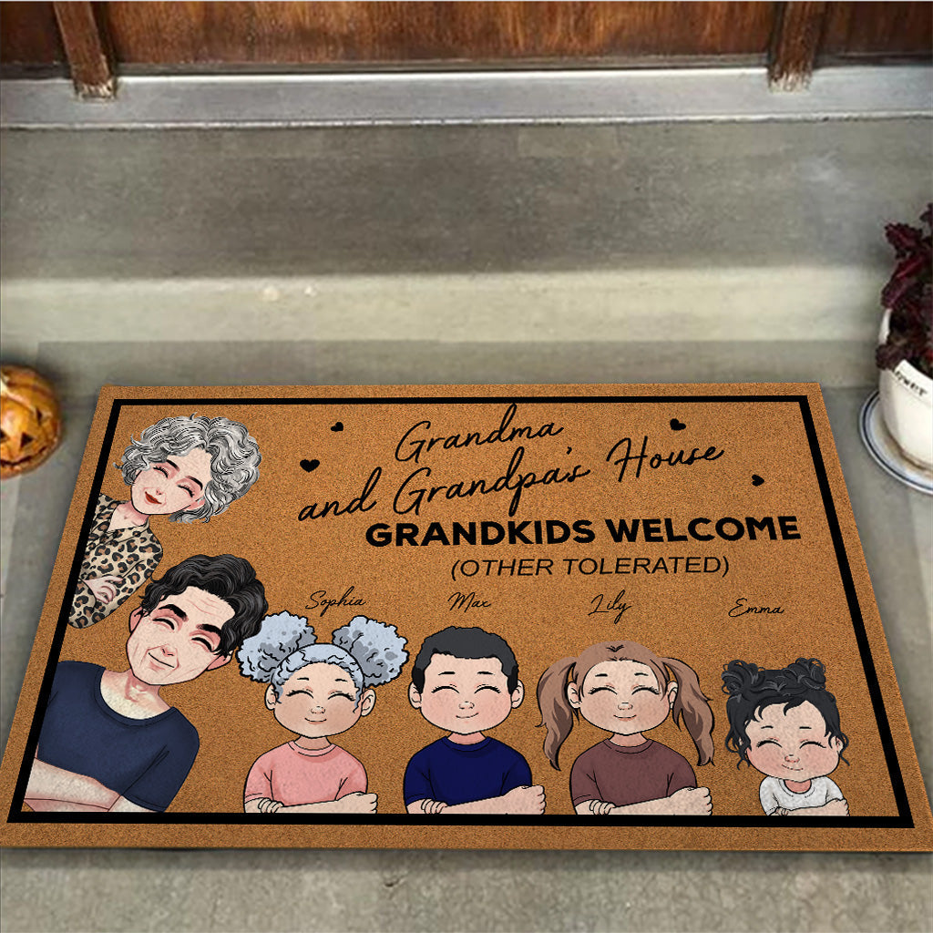 Grandkids Welcome - Gift for grandma, grandpa - Personalized Doormat