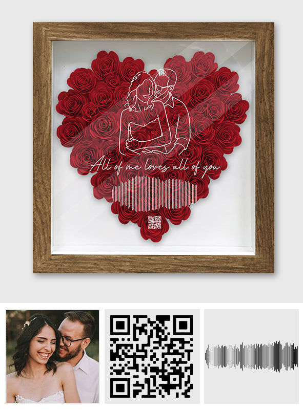 Romantic Couple Song Sound Wave Line Art - Personalized Couple Flower Shadow Box