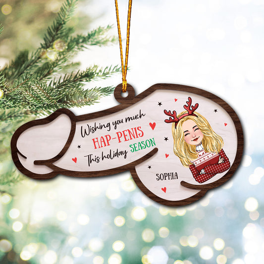 Wishing You Much Hap-penis - Personalized Couple Ornament