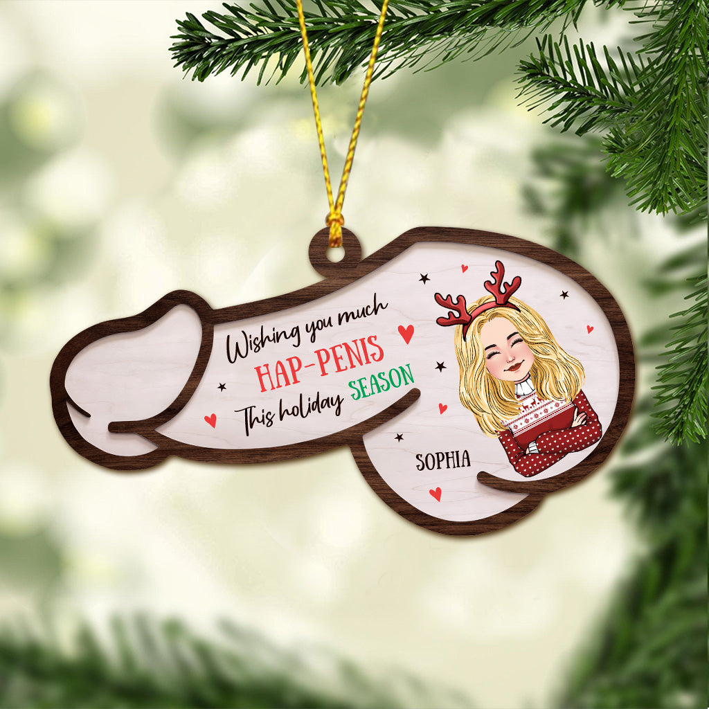 Wishing You Much Hap-penis - Personalized Couple Ornament