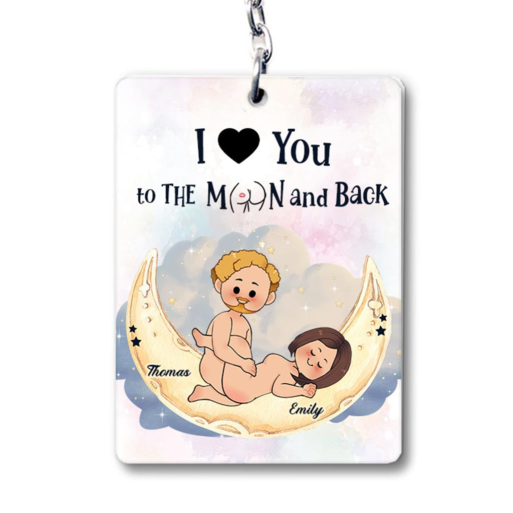 Love You To The Moon And Back - Personalized Couple Keychain