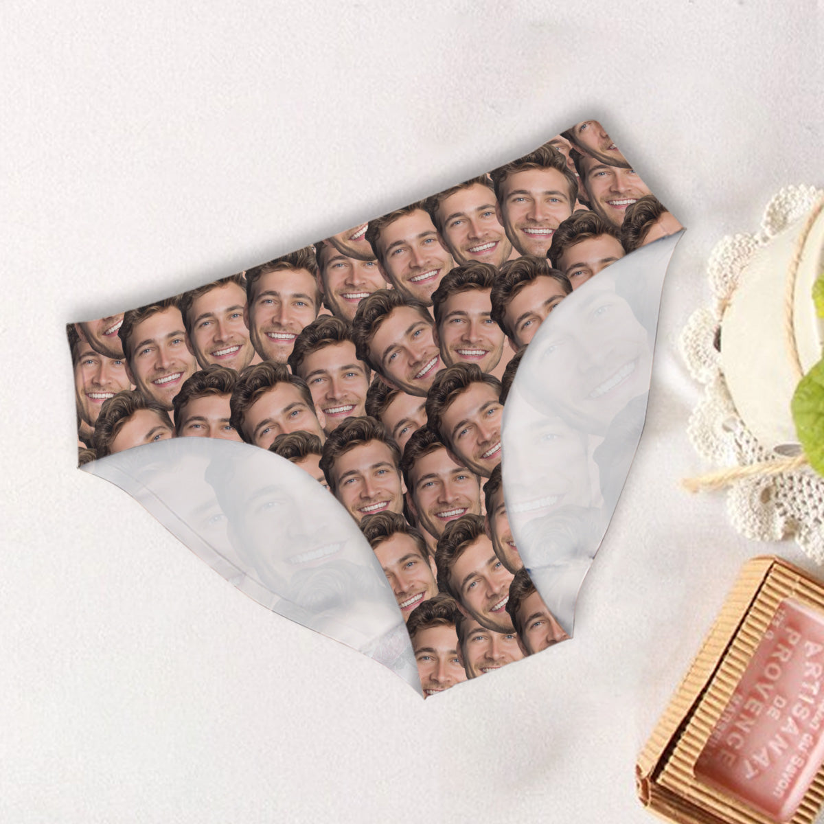 Customizable Printed Face Socks - Personalized Couple Women Briefs & Men Boxer Briefs