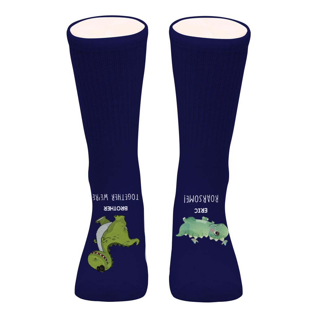 Together We're Roarsome - Gift for dad, grandma, grandpa, mom, uncle, aunt, brother, sister, son, daughter, granddaughter, grandson, new mom, new dad - Personalized Socks
