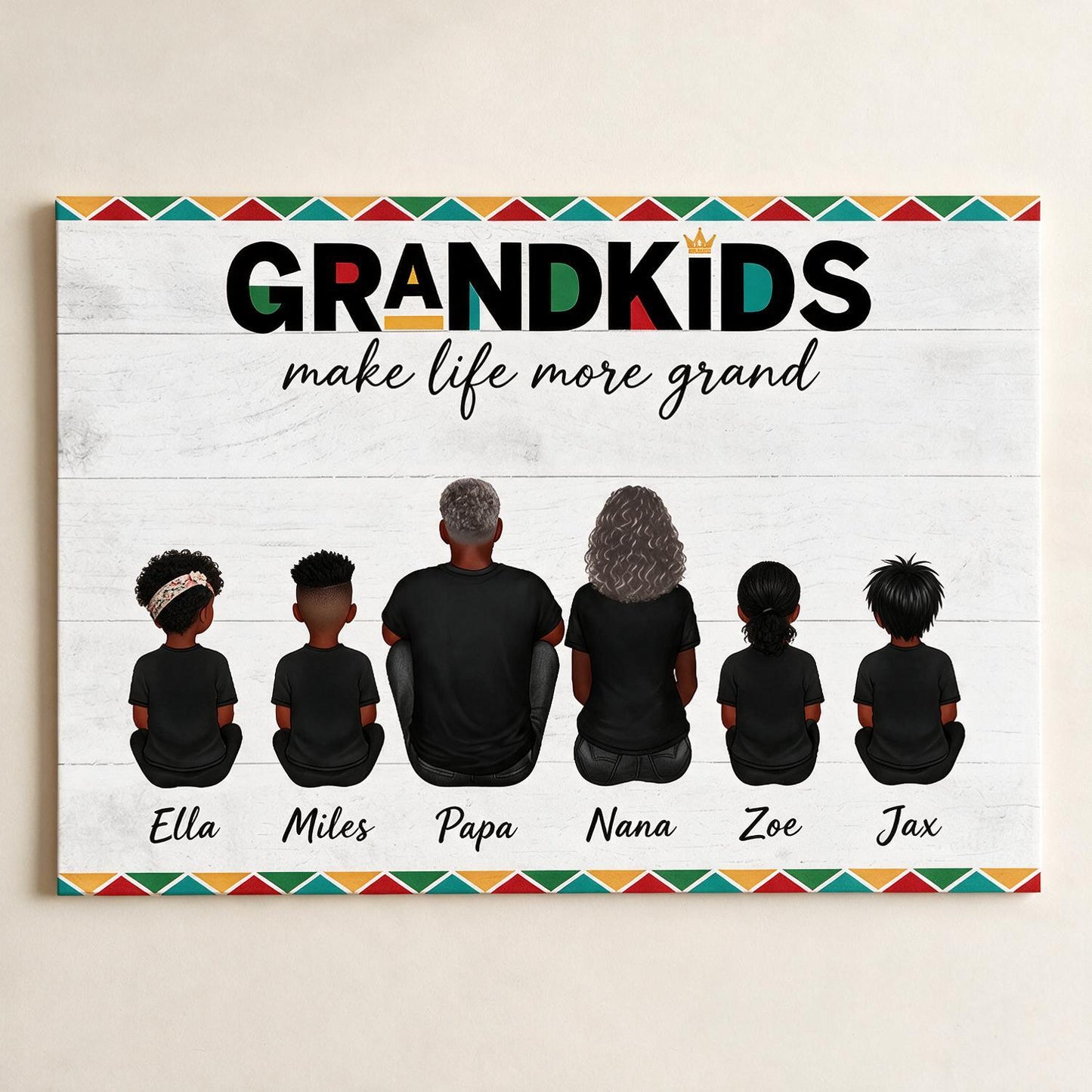 Personalized Tribal Border Grandparents Poster - Grandkids Make Life More Grand Custom Name Wall Art Gift