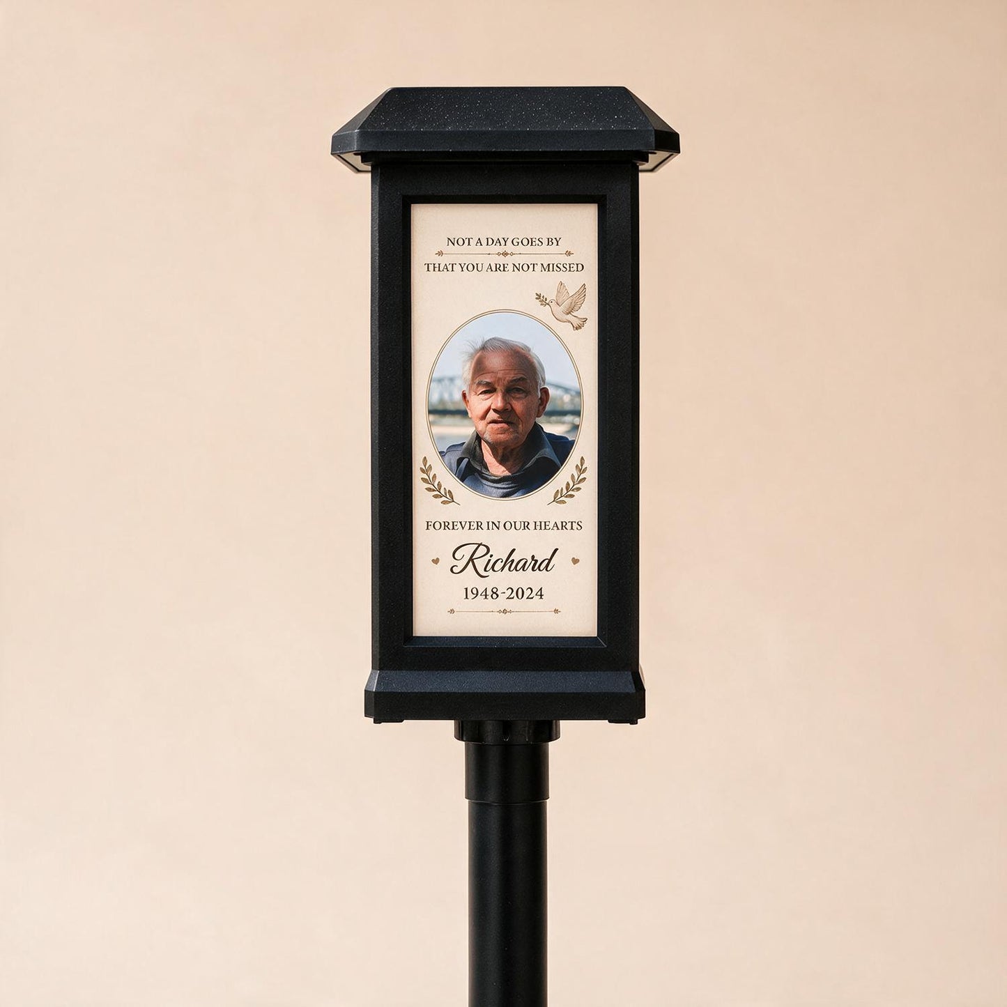 Custom Photo Memorial Solar Garden Light - Forever in Our Hearts Outdoor Graveside Stake, Sympathy Gift for Loss of Loved One