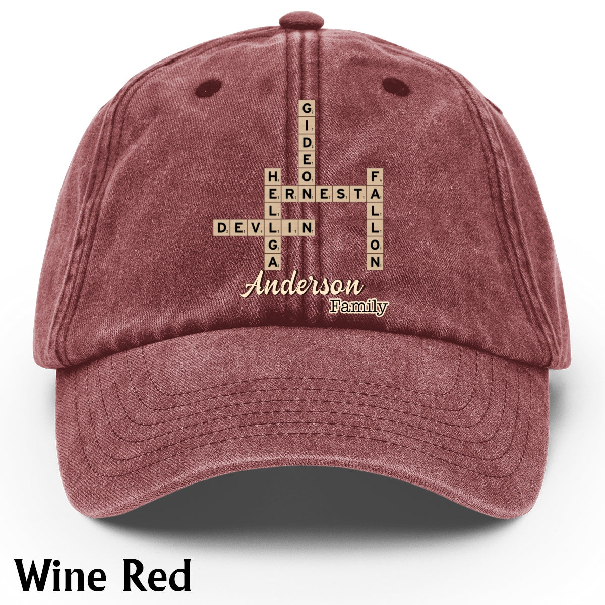 Love Family Scrabble Crossword - Personalized Scrabble Washed Denim Cap