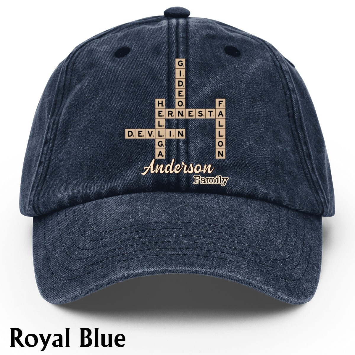 Love Family Scrabble Crossword - Personalized Scrabble Washed Denim Cap