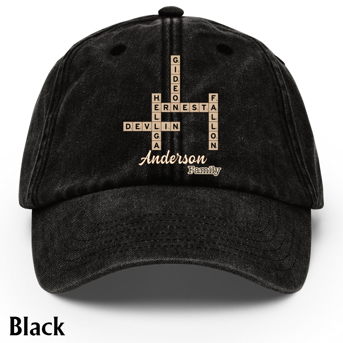 Love Family Scrabble Crossword - Personalized Scrabble Washed Denim Cap