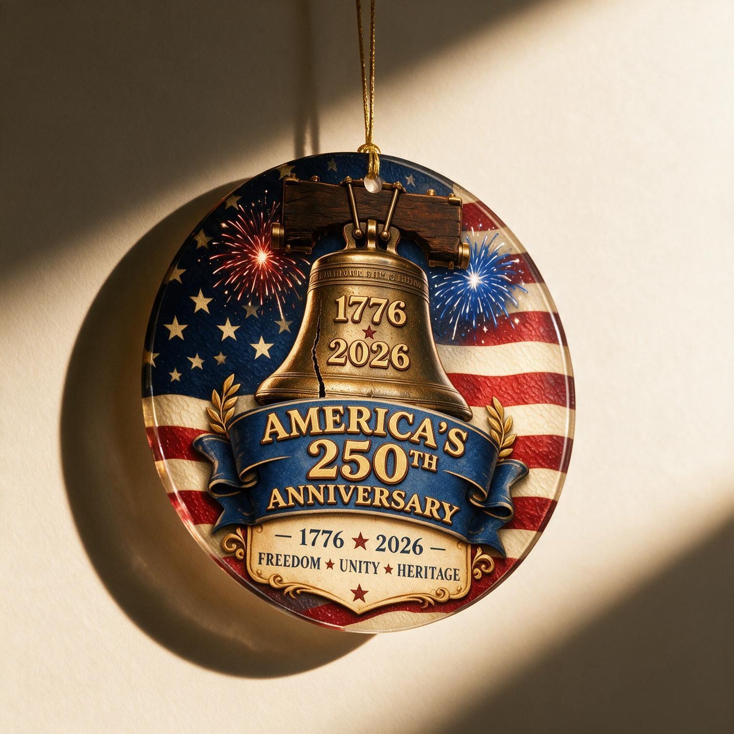 America 250th Anniversary 1776-2026 Liberty Bell Acrylic Ornament - Patriotic Christmas Tree Decor Gift