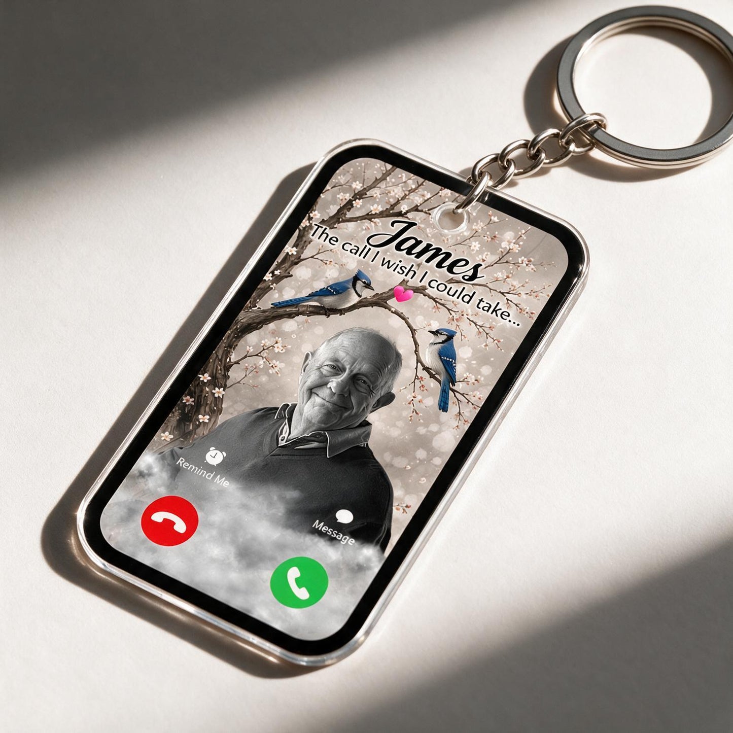 Blue Jay The Call I Wish I Could Take Personalized Acrylic Photo Keychain - Memorial Sympathy Remembrance Gift