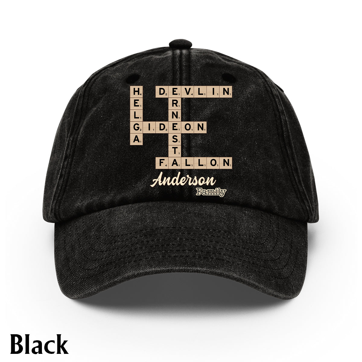 Love Family Scrabble Crossword - Personalized Scrabble Washed Denim Cap