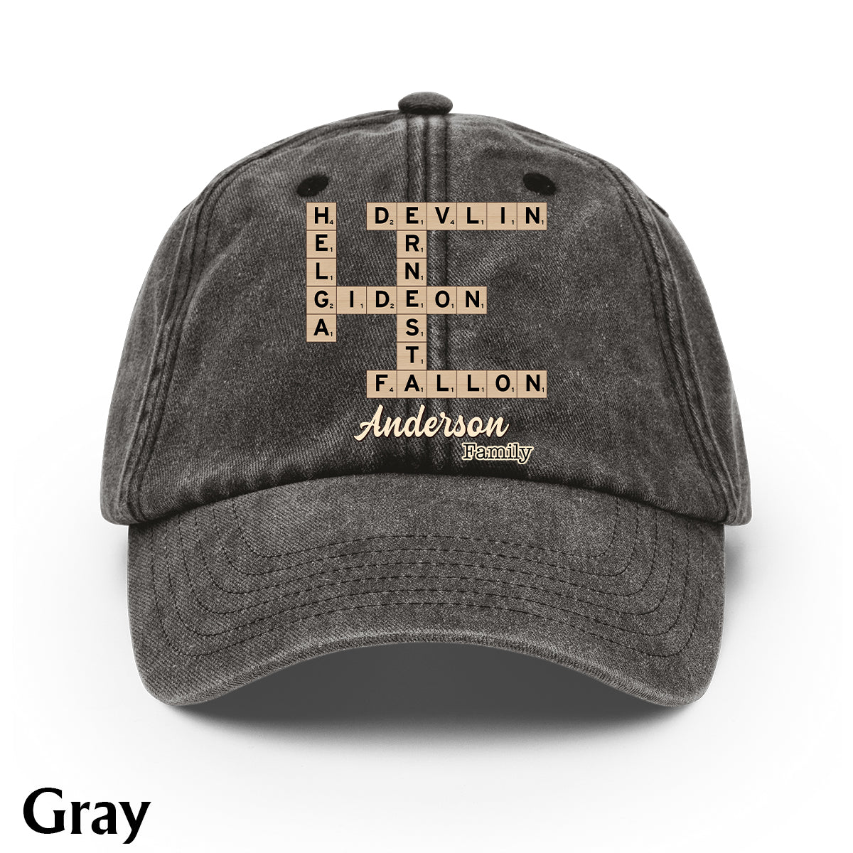 Love Family Scrabble Crossword - Personalized Scrabble Washed Denim Cap