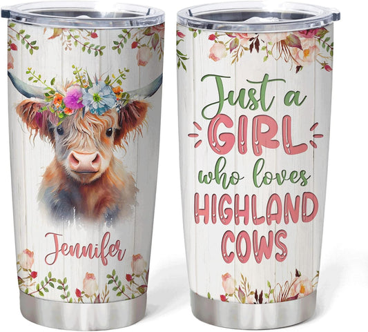 Just A Girl Who Loves Highland Cow Personalized Highland Cow Tumbler 0624