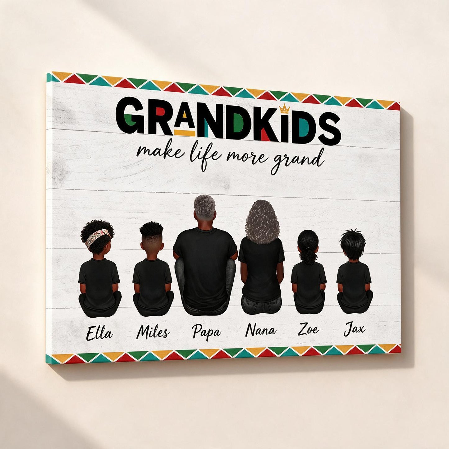 Personalized Tribal Border Grandparents Poster - Grandkids Make Life More Grand Custom Name Wall Art Gift