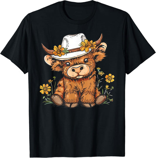Cute Highland Cow And Flowers Highland Cow T-shirt & Hoodie 0624