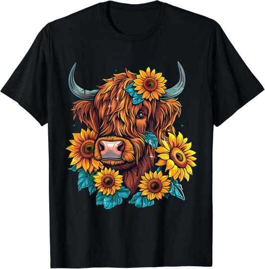 Highland Cow With Sunflowers Highland Cow T-shirt & Hoodie 0624