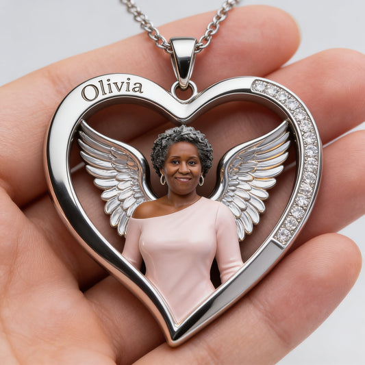 Custom Older Black Women Photo Shaped Metal Pendant Necklace Personalized Mother Picture Memorial Jewelry Remembrance Gift Casual Wear Travel Accessory