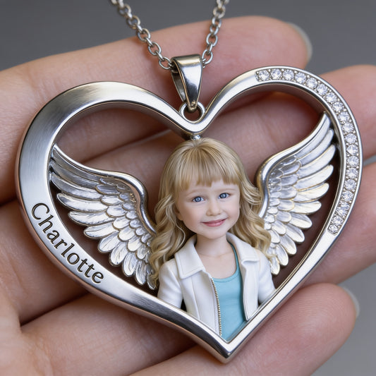 Custom Little Girl Photo Shaped Metal Pendant Necklace Personalized Daughter Picture Memorial Jewelry Sweet Gift for Moms Casual Wear Travel Accessory