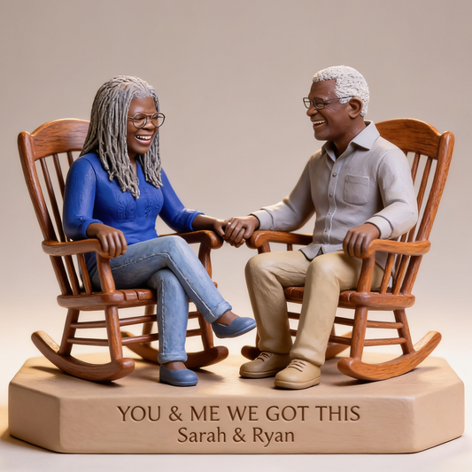 Custom Old Black Couple Desk Sign - Shaped Acrylic Plaque Portrait Statue, Romantic Milestone Anniversary