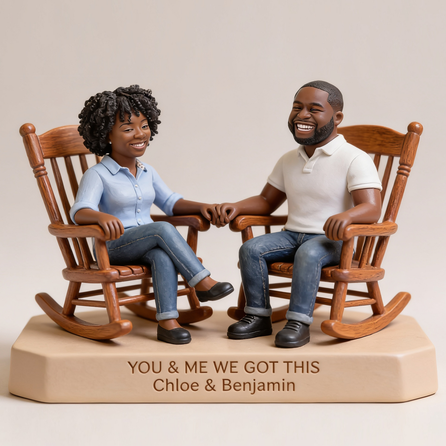 Custom Black Couple Desk Sign - Shaped Acrylic Plaque Portrait Statue, Romantic Milestone Anniversary