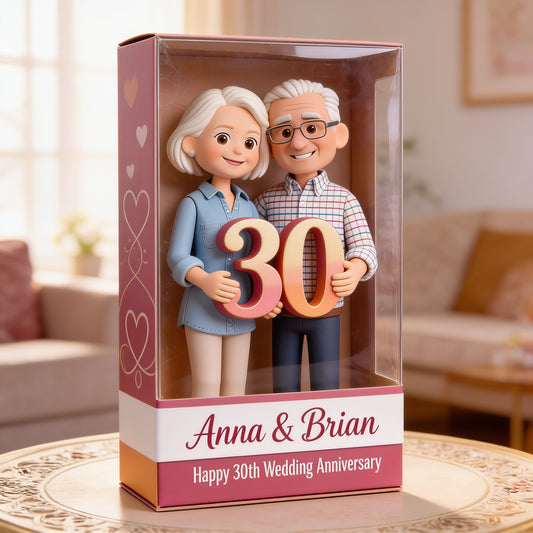 Custom Any Photo 30th Wedding Anniversary Old Couple Acrylic Plaque – Personalized Name Pearl Anniversary Keepsake Decor