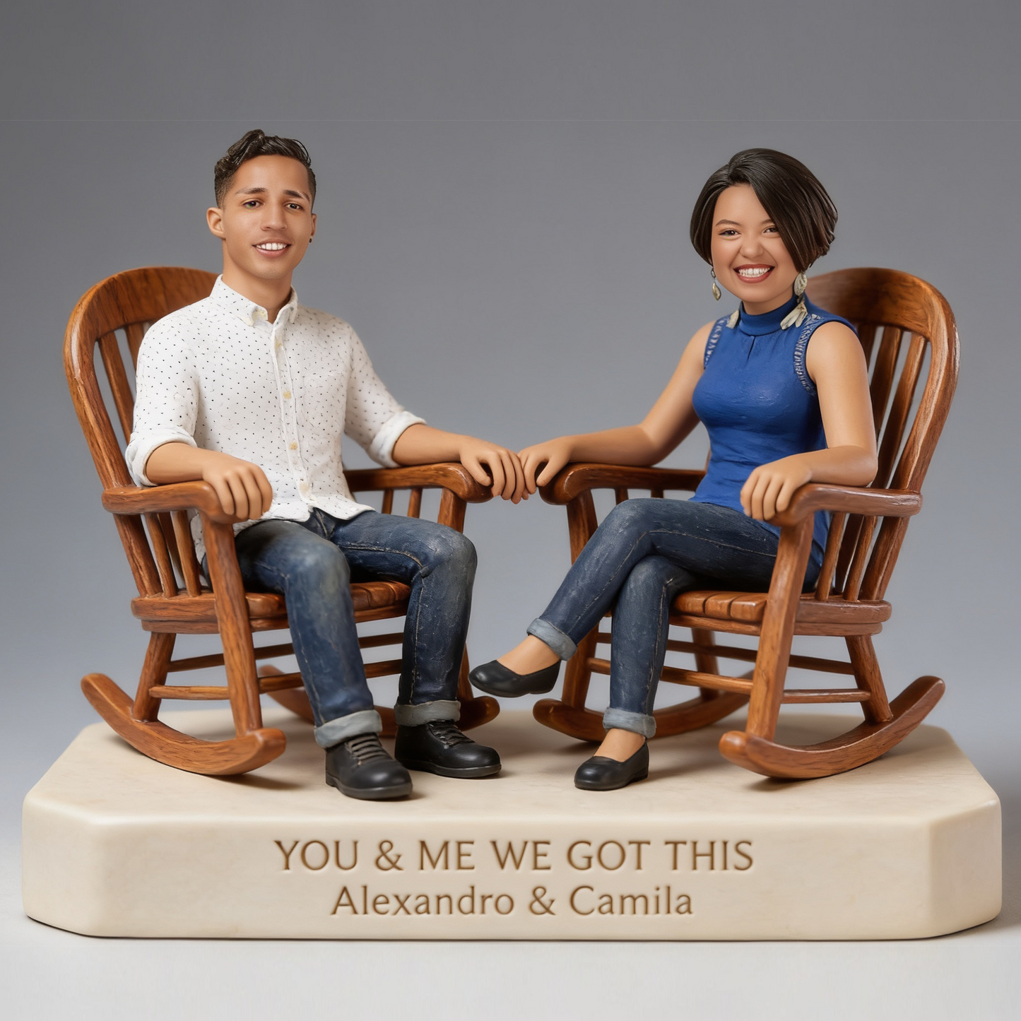 Custom Latin Couple Desk Sign - Shaped Acrylic Plaque Portrait Statue, Romantic Milestone Anniversary