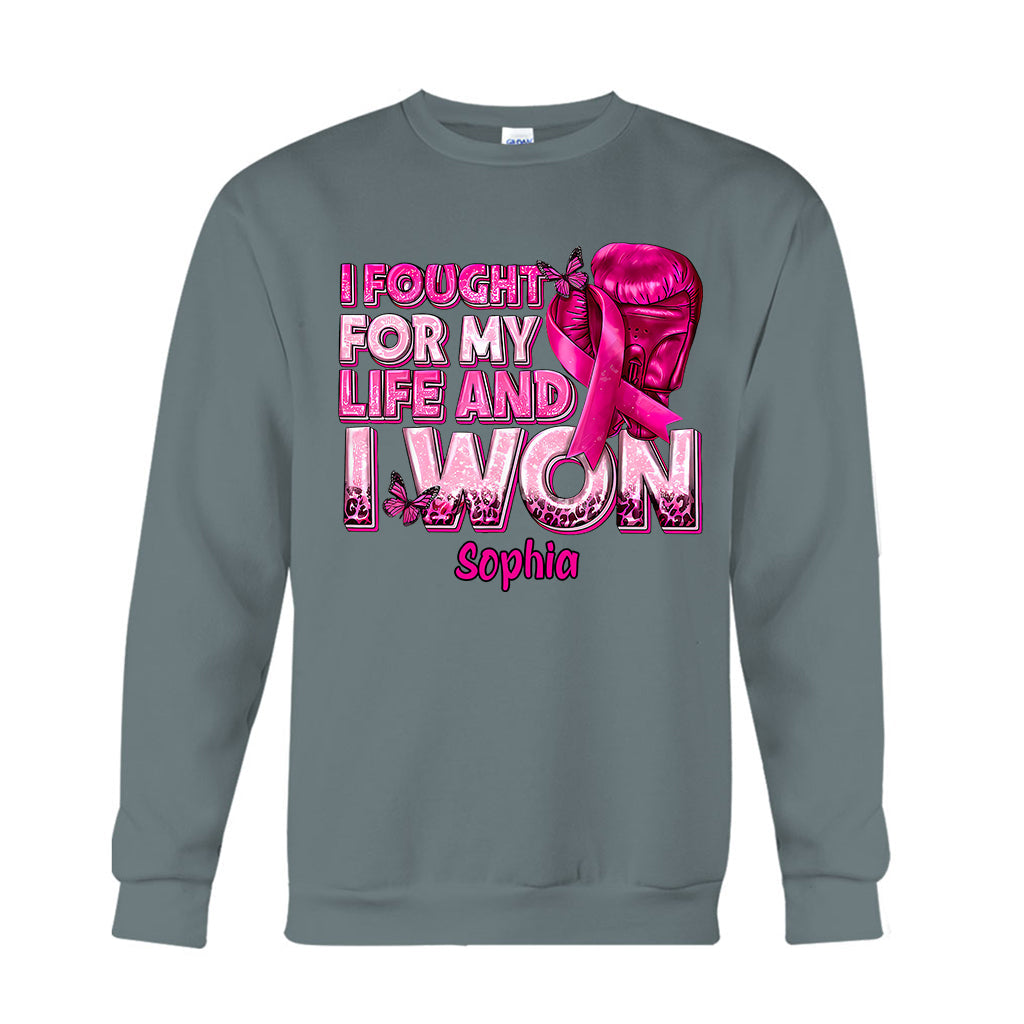 Boxing Gloves Pink Ribbon - Personalized Breast Cancer Awareness T-shirt And Hoodie