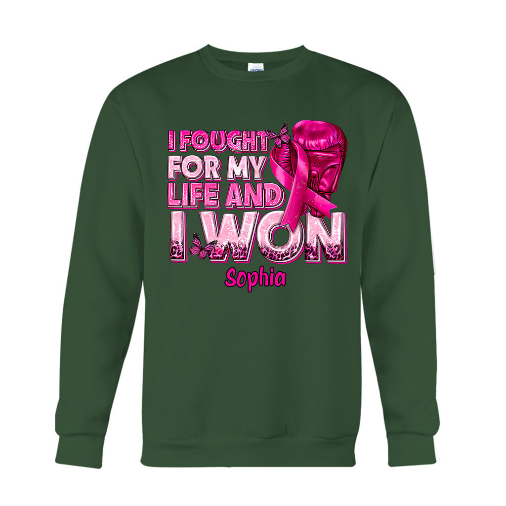 Boxing Gloves Pink Ribbon - Personalized Breast Cancer Awareness T-shirt And Hoodie