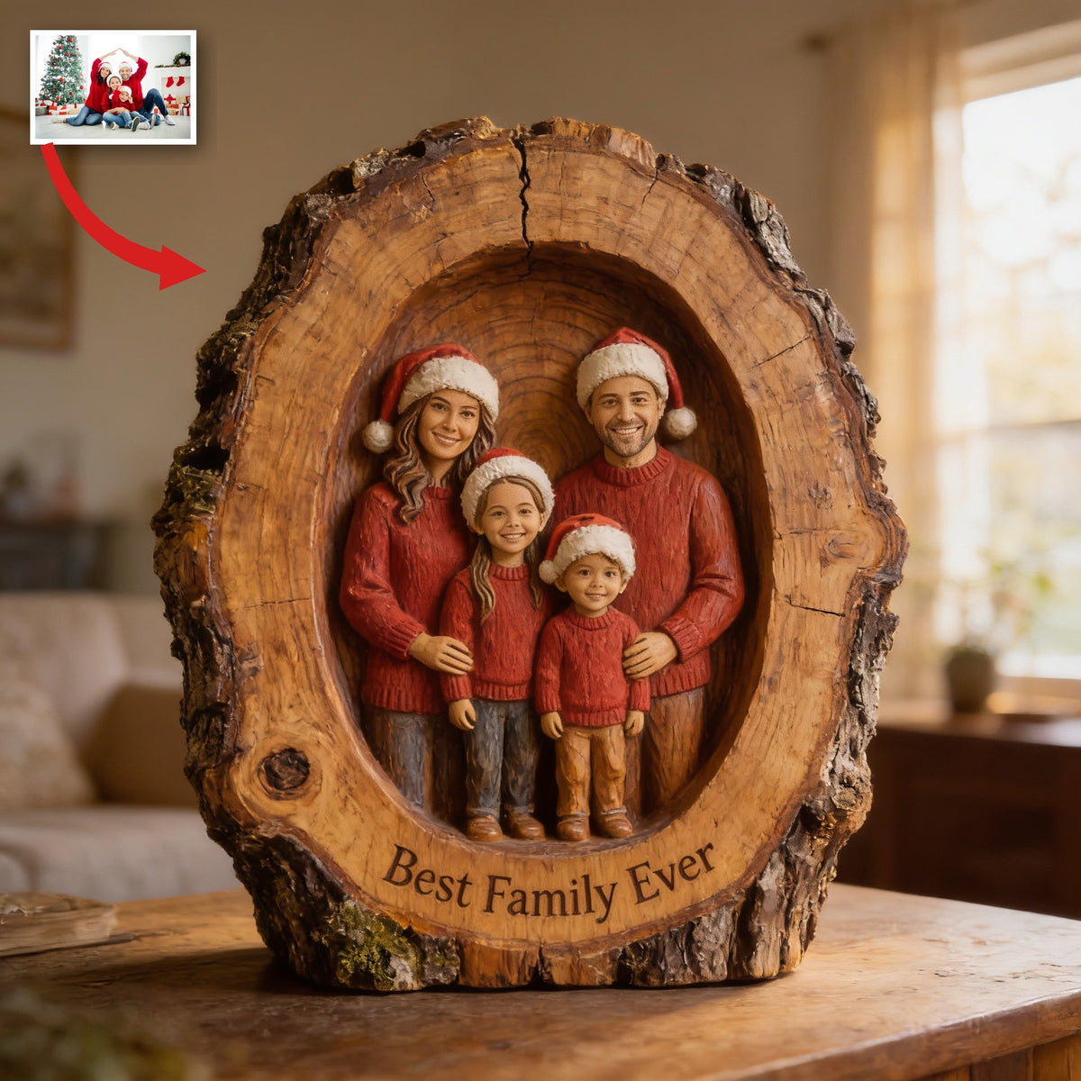 Personalized Christmas Family of Four Custom Shaped Acrylic Plaque Holiday Gift