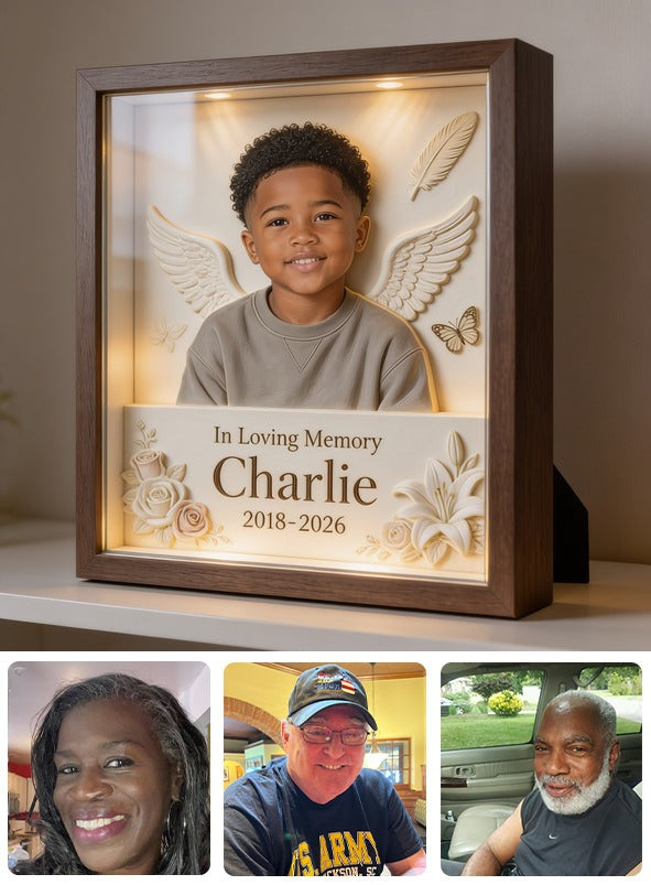 Personalized In Loving Memory Black Little Boy Custom Acrylic Memorial Plaque