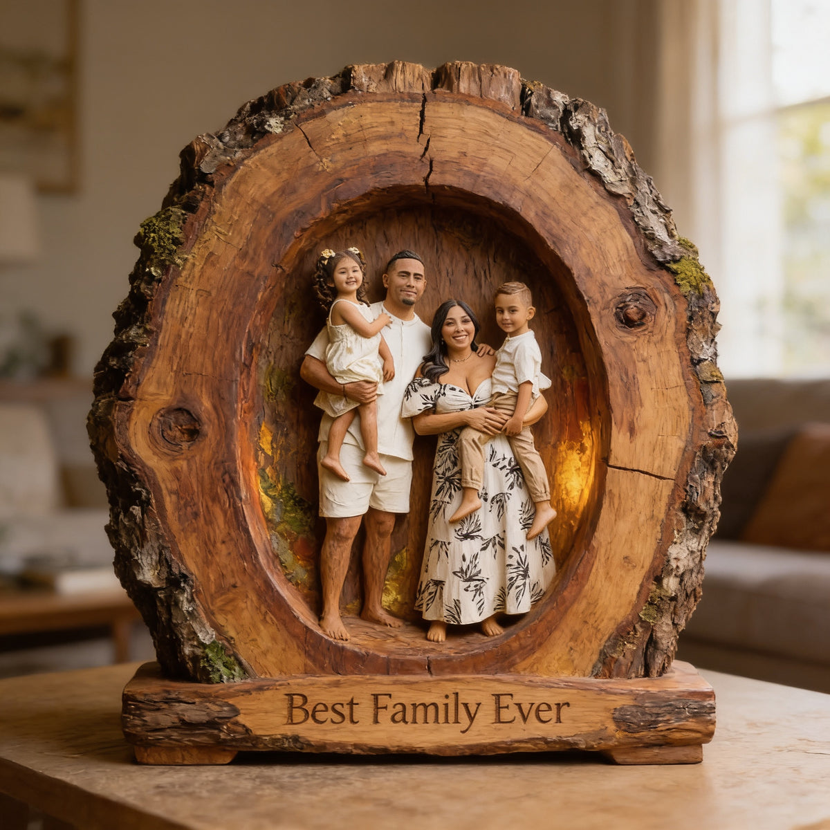 Personalized Latino Family of Four Custom Shaped Acrylic Plaque Home Keepsake