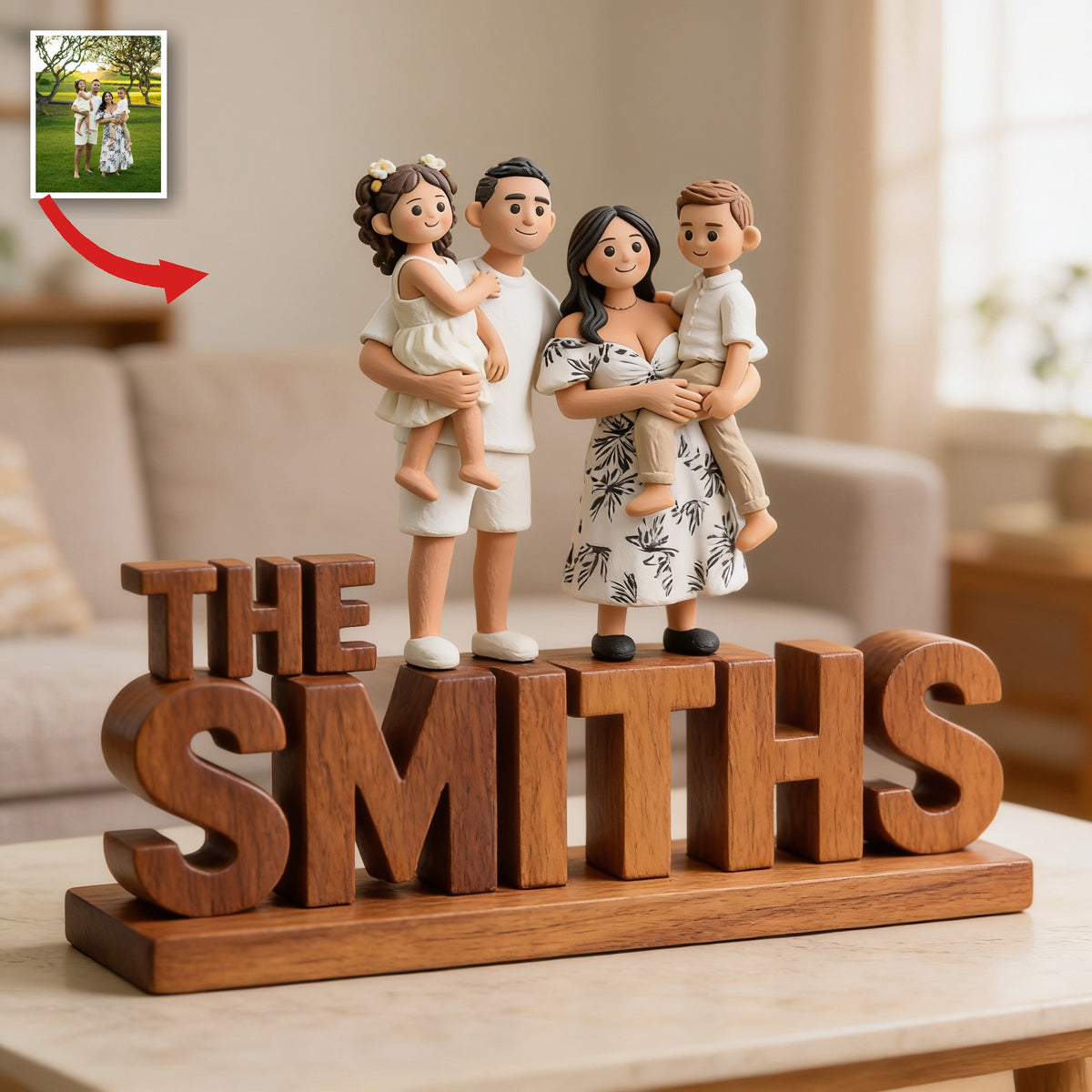 Personalized Custom Photo Latino Family of Four Custom Shaped Acrylic Plaque Keepsake Gift