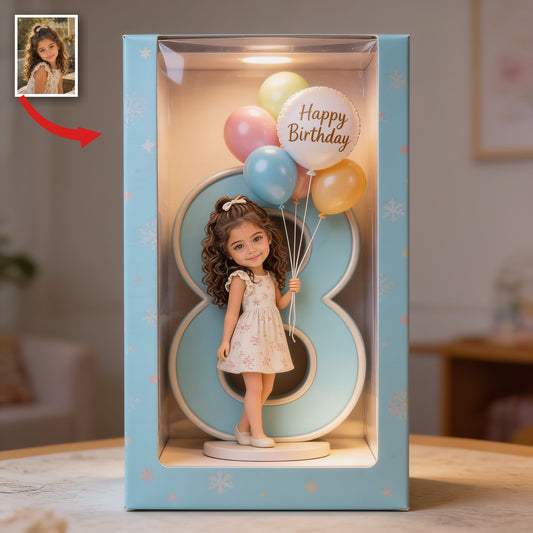 Personalized 8th Birthday Latina Little Girl Acrylic Display Box Gift for Daughter Granddaughter Niece
