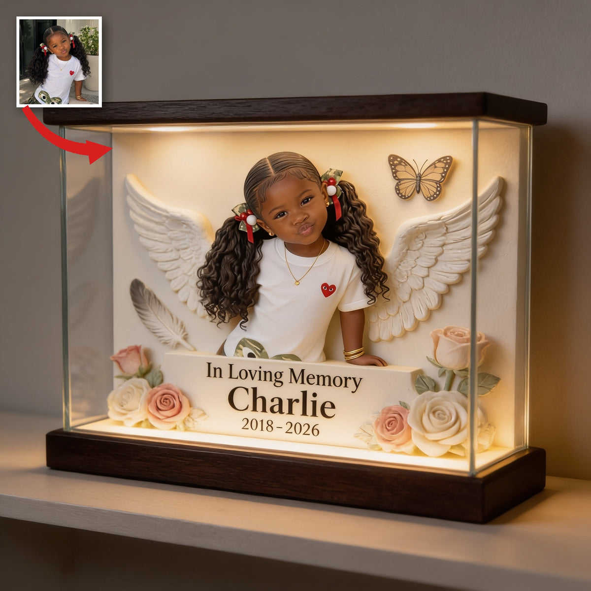 Personalized In Loving Memory Black Little Girl Custom Shaped Acrylic Plaque