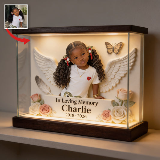 Personalized In Loving Memory Black Little Girl Custom Shaped Acrylic Plaque