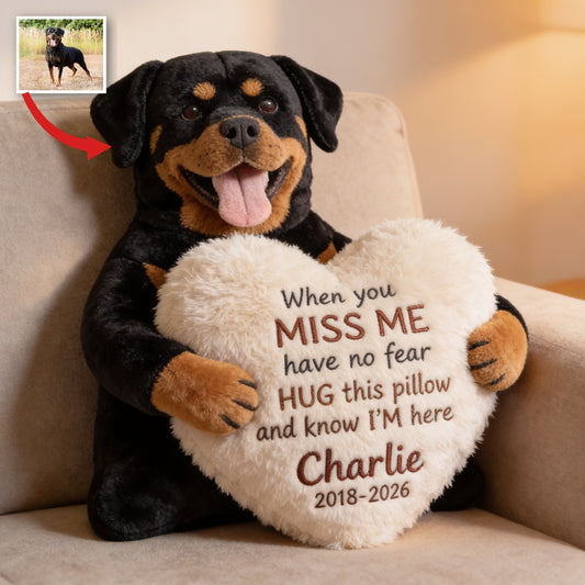 Personalized Adult Black and Tan Rottweiler Memorial Faux Fur Shaped Pillow