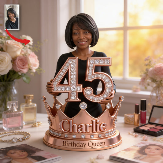 Personalized 45th Birthday Middle-Aged Black Woman Custom Acrylic Plaque Birthday Queen Gift
