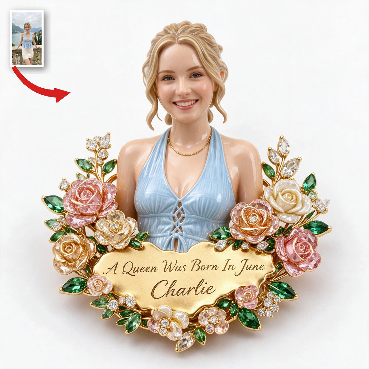 Personalized 21st Birthday Woman 3D Embossed Enamel Pin Queen Birthday Gift