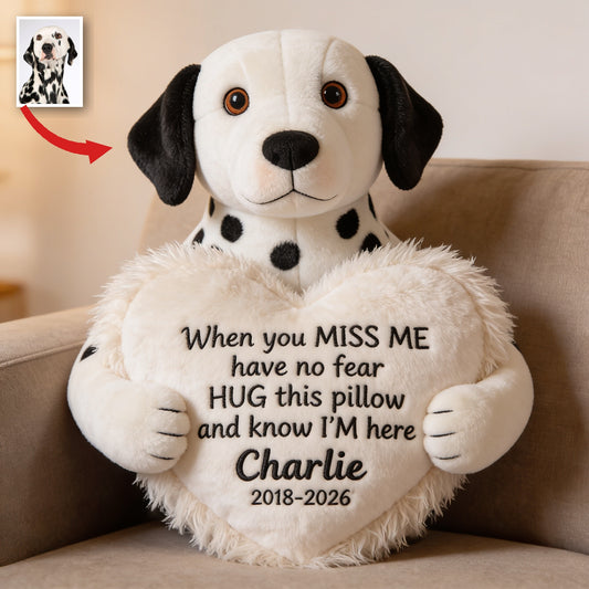 Personalized Dalmatian Memorial Faux Fur Shaped Pillow Pet Loss Keepsake