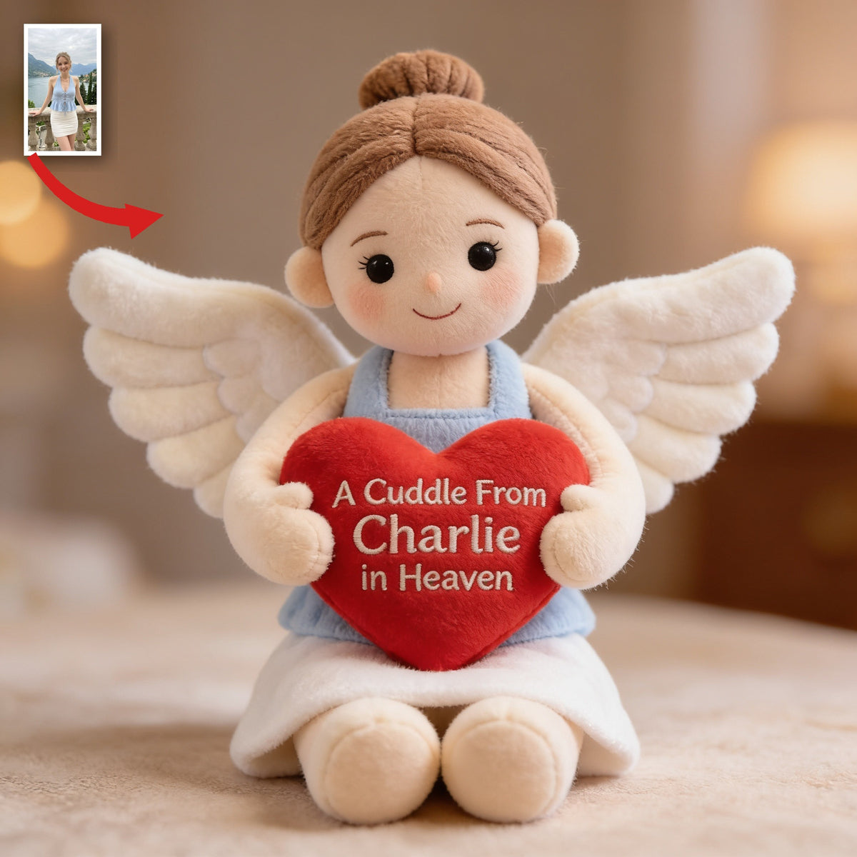 Personalized Memorial Angel Woman Shaped Pillow Bereavement Sympathy Gift