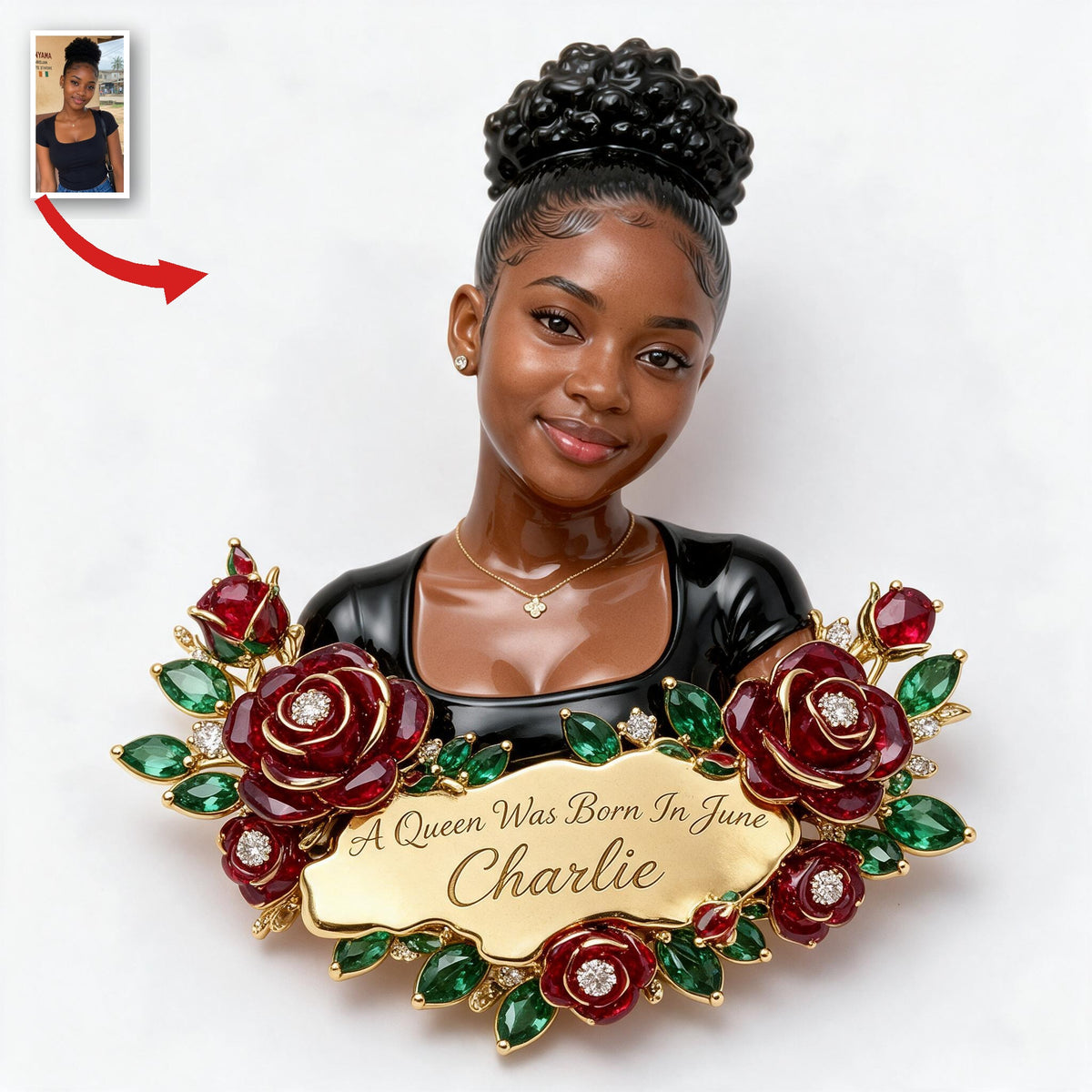 Personalized 21st Birthday Black Woman 3D Embossed Enamel Pin