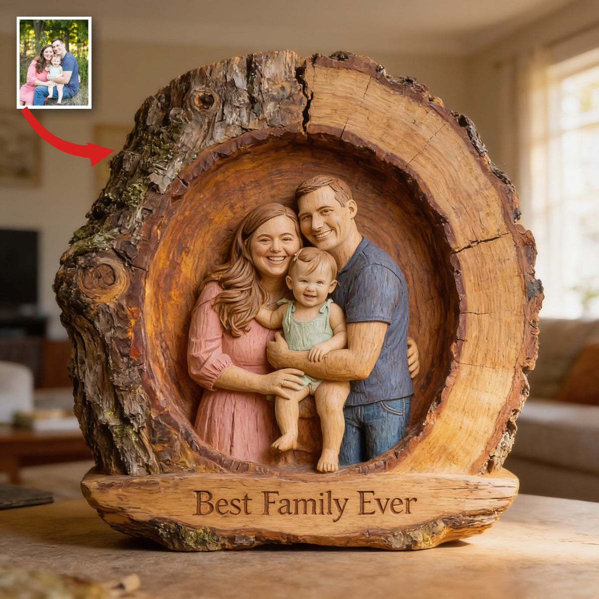 Personalized Family Of Three Custom Shaped Acrylic Plaque Best Family Ever Keepsake