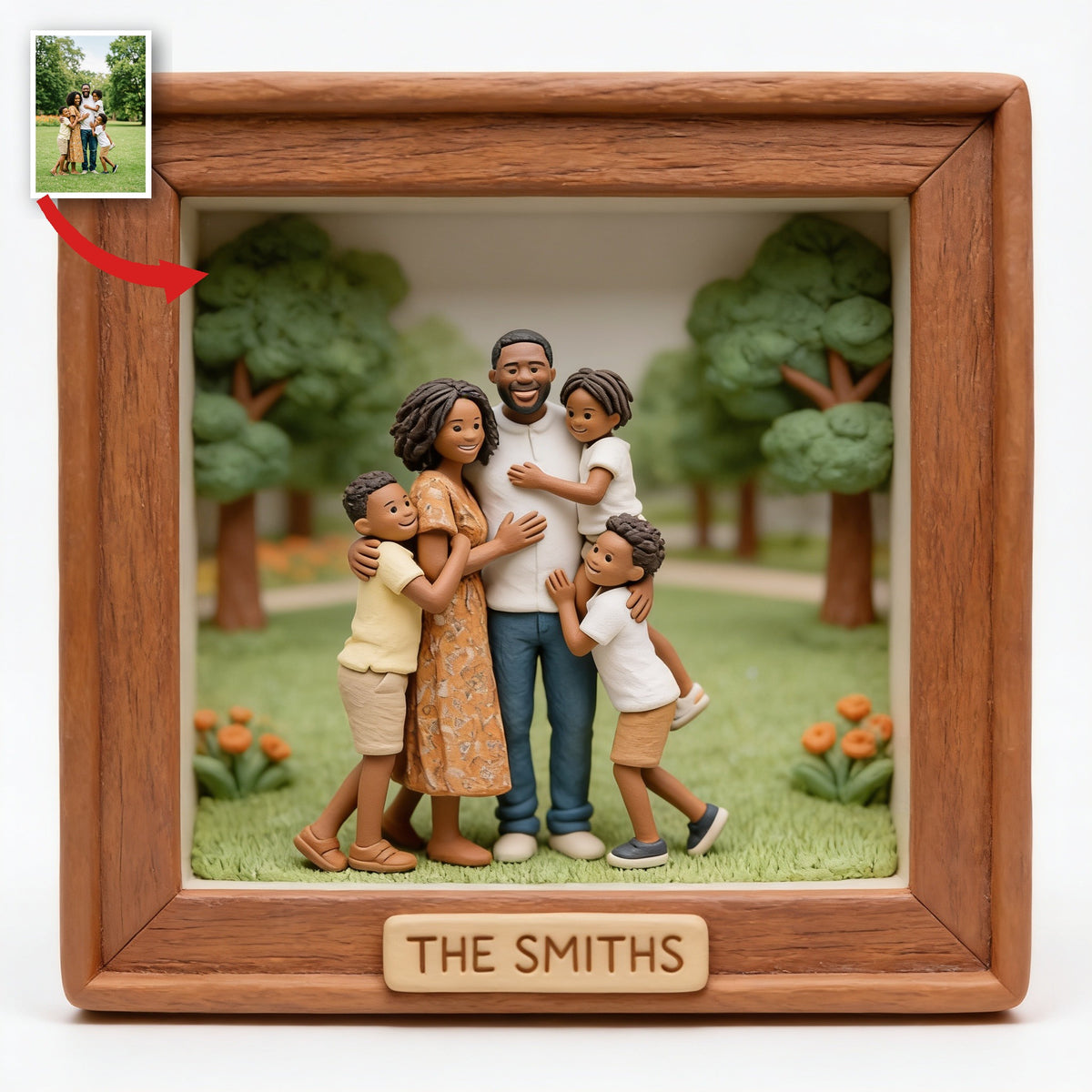 Personalized Custom Photo Black Family of Five Shaped Acrylic Plaque Keepsake