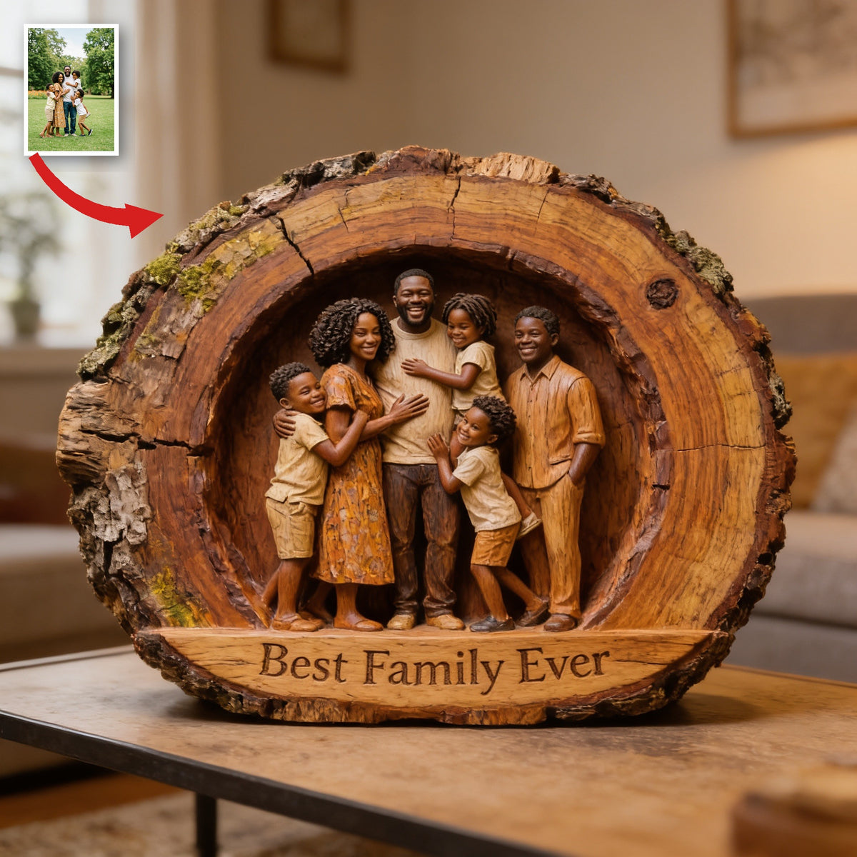 Personalized Black Family of Five Custom Shaped Acrylic Plaque Best Family Ever Keepsake
