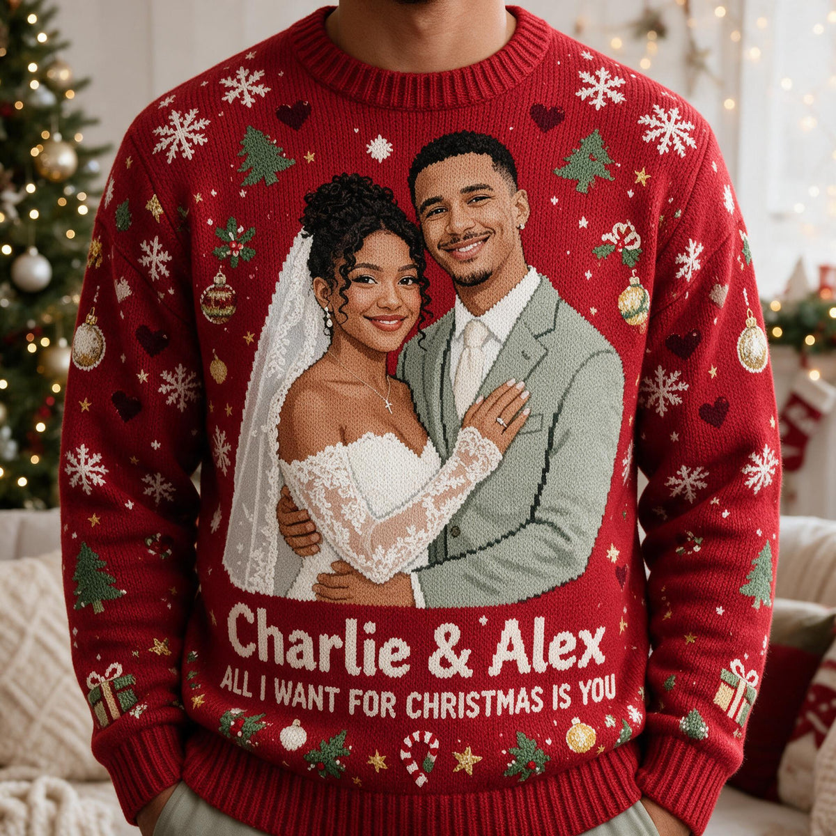 Personalized 10th Wedding Anniversary 2016 Latino Couple Christmas Ugly Sweater Husband Wife Gift