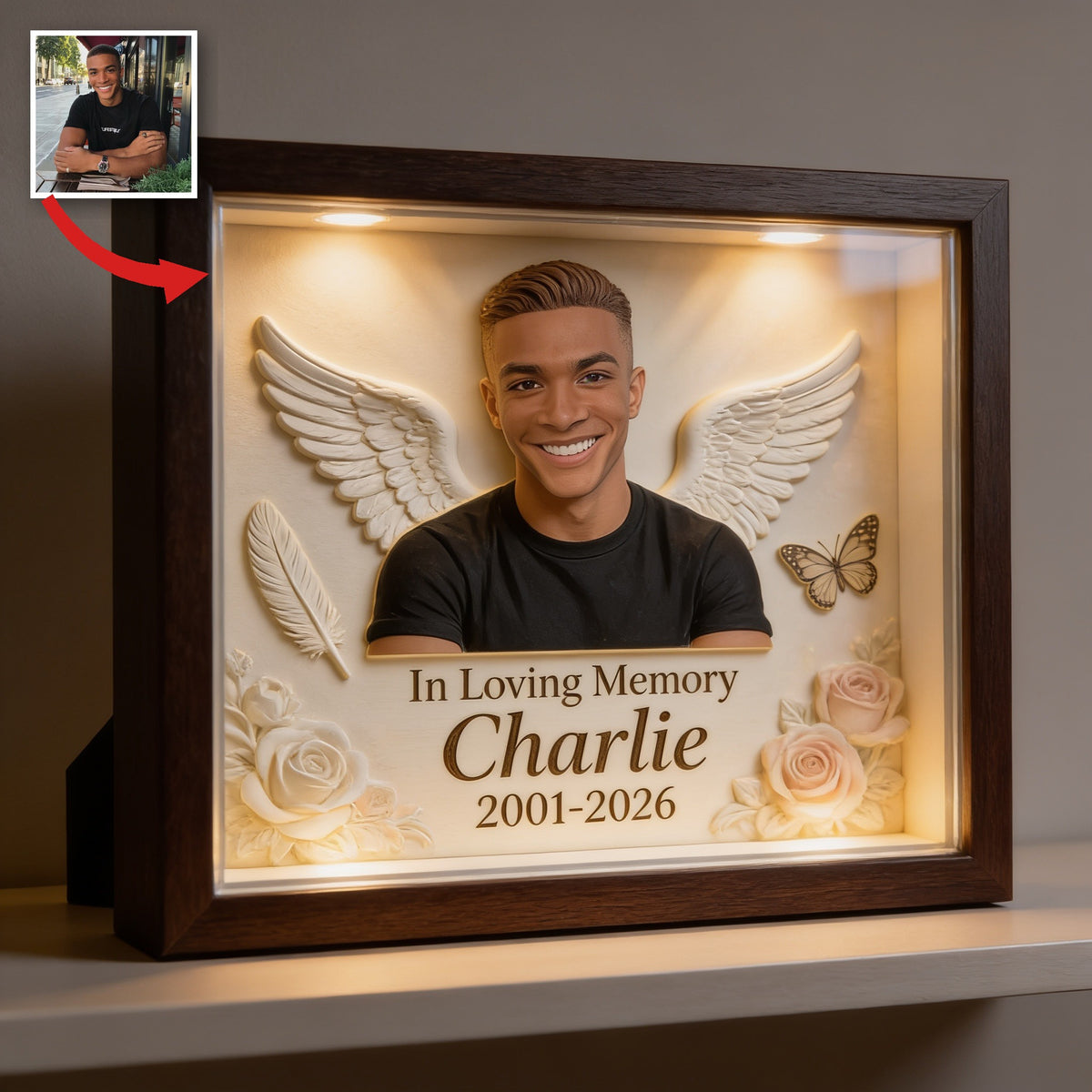 Personalized In Loving Memory Black Man Custom Shaped Acrylic Plaque Memorial Keepsake