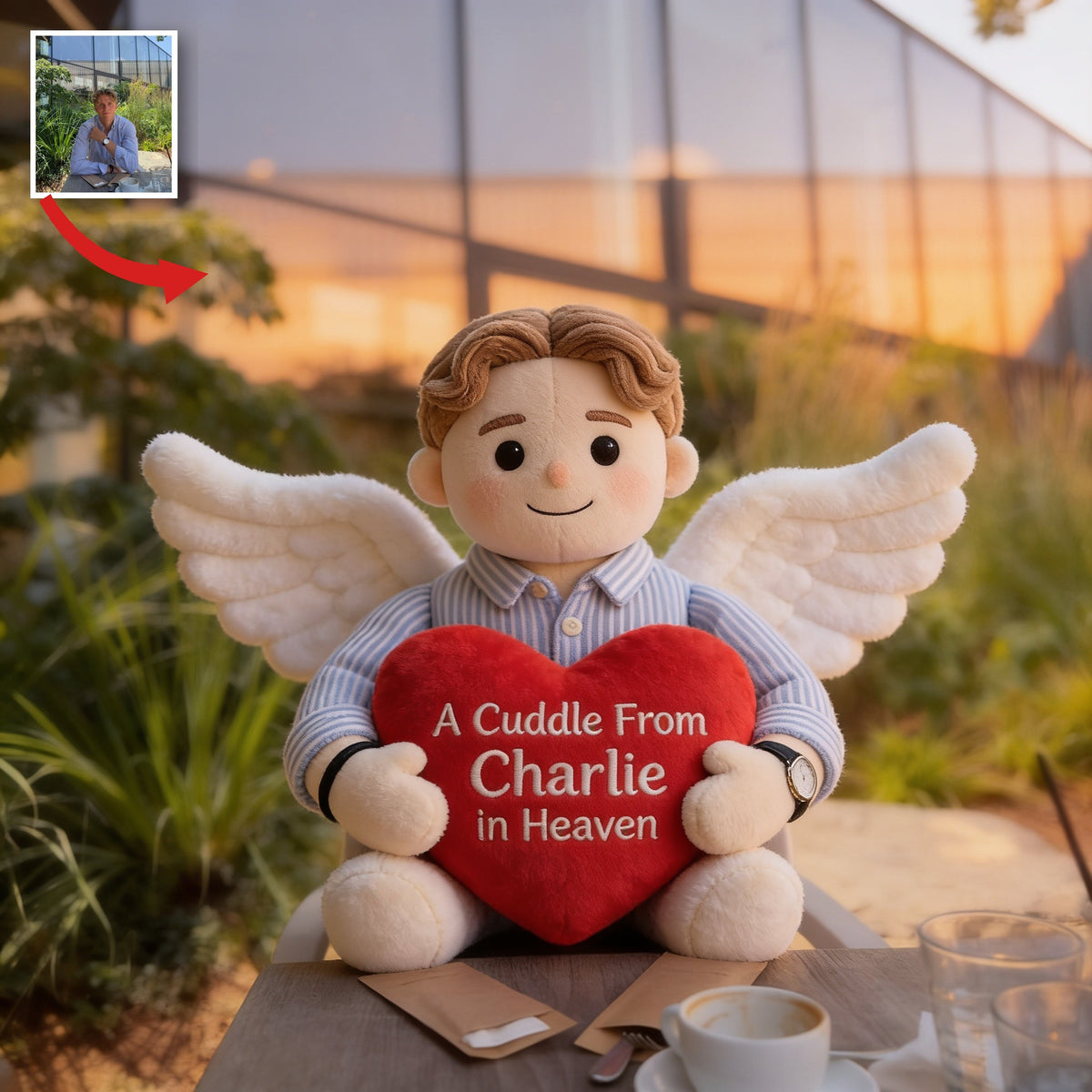 Personalized Memorial Angel Man Shaped Pillow Sympathy Gift For Lost Loved Ones