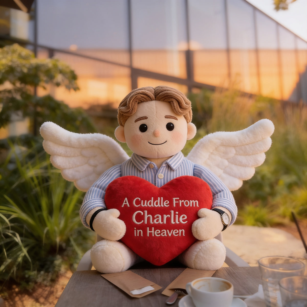 Personalized Memorial Angel Man Shaped Pillow Sympathy Gift For Lost Loved Ones